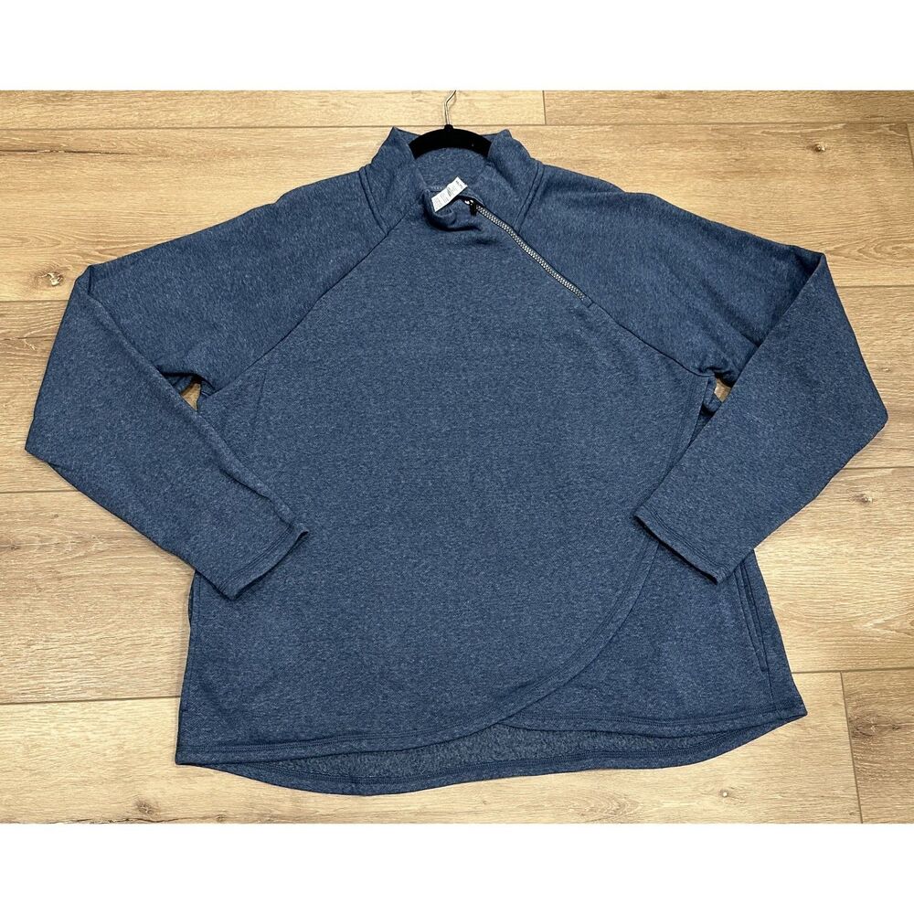 RBX Women's Sweatshirt Zip Neck Wrap/Tulip Hem Blue XXL EUC!